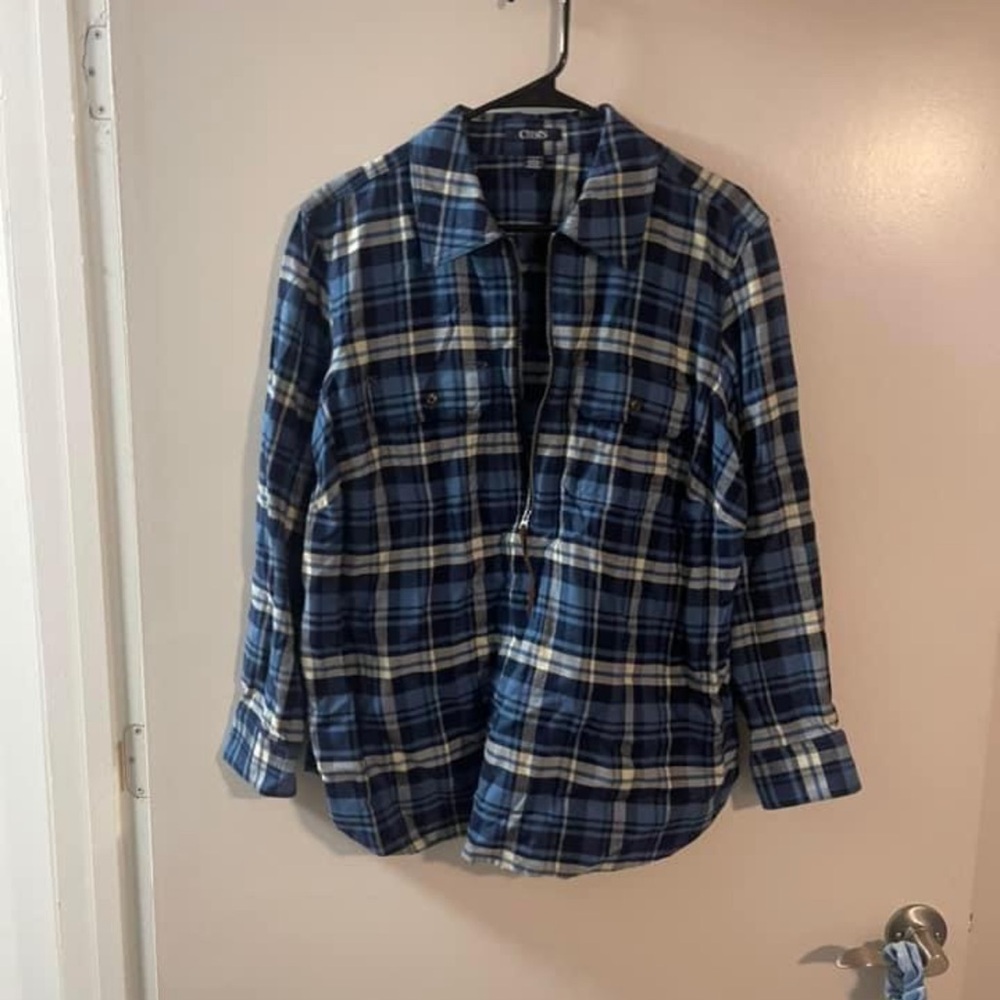 Chaps Blue Plaid Button-Up Shirt